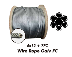 Wire Rope Sagas 10mm 6x12 + 7FC Galv